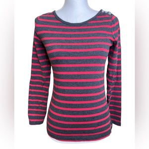 BODEN: Gray/Red Stripe Long-Sleeve Shirt, Size 2